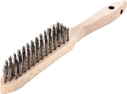 Handbürste L.290mm 0,35mm rostfr.Draht Besatz-L.140mm 4-reihig 12 LESSMANN
