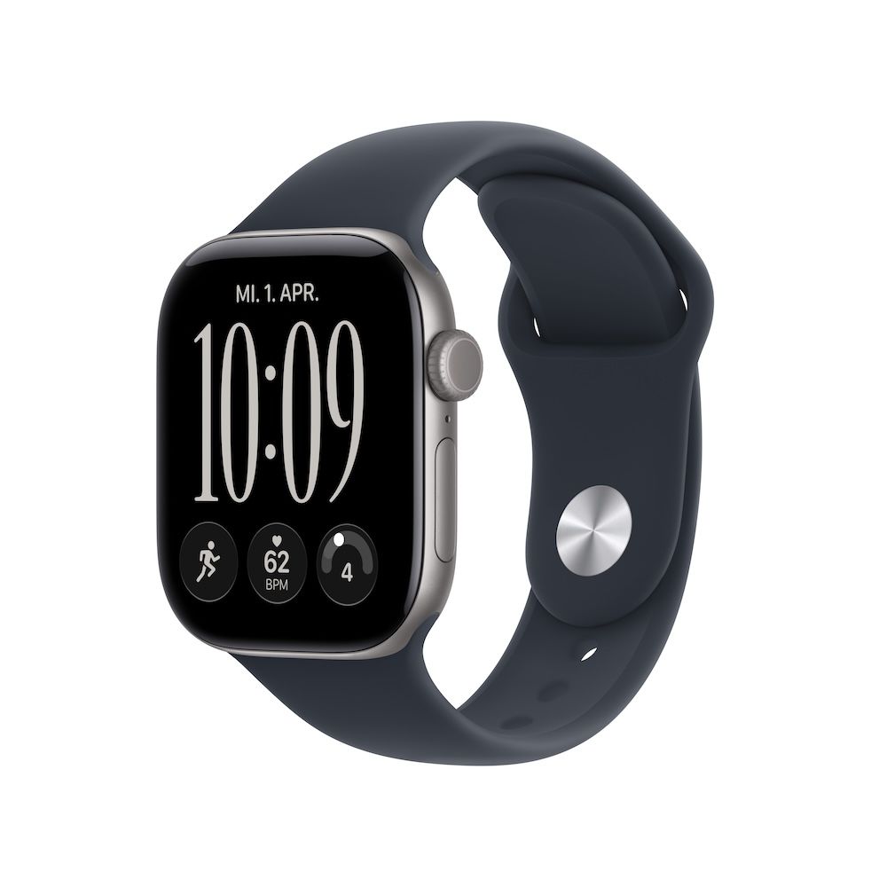 Apple Watch Series 12 Sportarmband, Space Grau, Navyblau, 42mm, GPS + Cellular, S/M