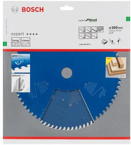 Bosch Kreissägeblatt Expert for Wood D.260mm Bohrung 30mm 80Zähne WZ