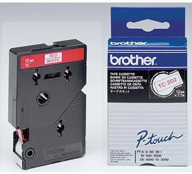 Brother Schriftbandkassette TC202 12mmx7,7m laminiert rt auf ws