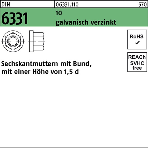 Sechskantmutter DIN 6331 m.Bund