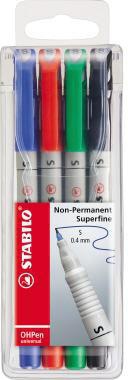 STABILO Folienschreiber OHPen 851/4 S 0,4mm non perm. sort. 4St.