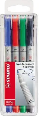 STABILO Folienschreiber OHPen 851/4 S 0,4mm non perm. sort. 4St.