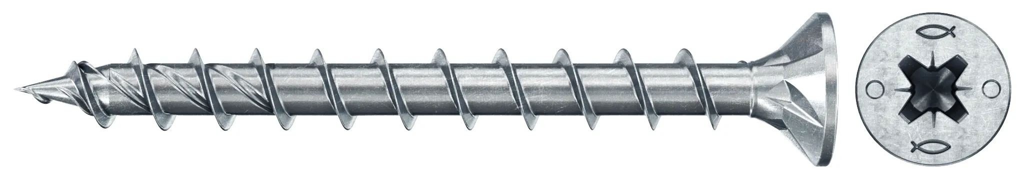 fischer PowerFast FPF II CZF 6,0 x 60 BC 100 Senkkopf mit Kreuzschlitz PZ Vollgewinde galvanisch verzinkt, blau passiviert