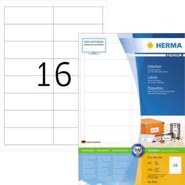 HERMA Etikett Premium 4619 97x33,8mm weiß 3.200 St./Pack.