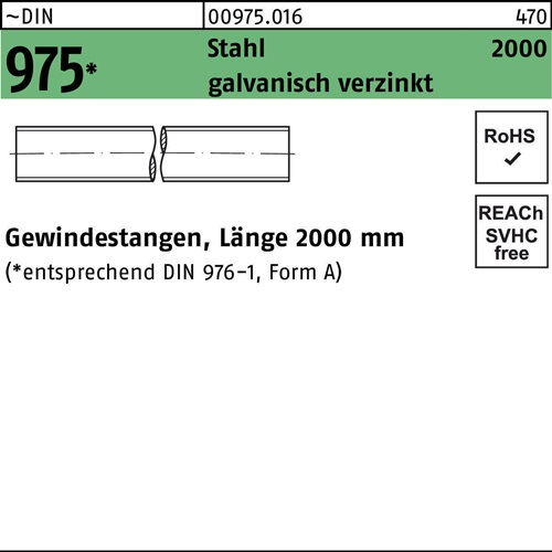 Gewindestange DIN 975 M30x 2000mm Stahl galv.verz. 1 Stück