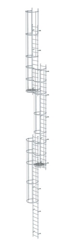 MUNK Mehrzügige Steigleiter mit Rückenschutz (Notleiter) Aluminium blank 16,32m
