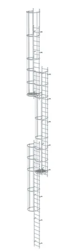 MUNK Mehrzügige Steigleiter mit Rückenschutz (Notleiter) Aluminium blank 16,32m