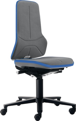 Arbeitsdrehstuhl Neon Rollen Supertec-Gewebe grau blau 450-620mm BIMOS