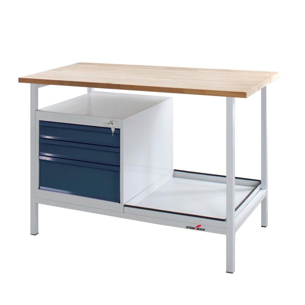 Steinbock® Werkbank Cube, 3 Schubladen, TK 300 kg, HxBxT 825 x 1.200 x 600 mm