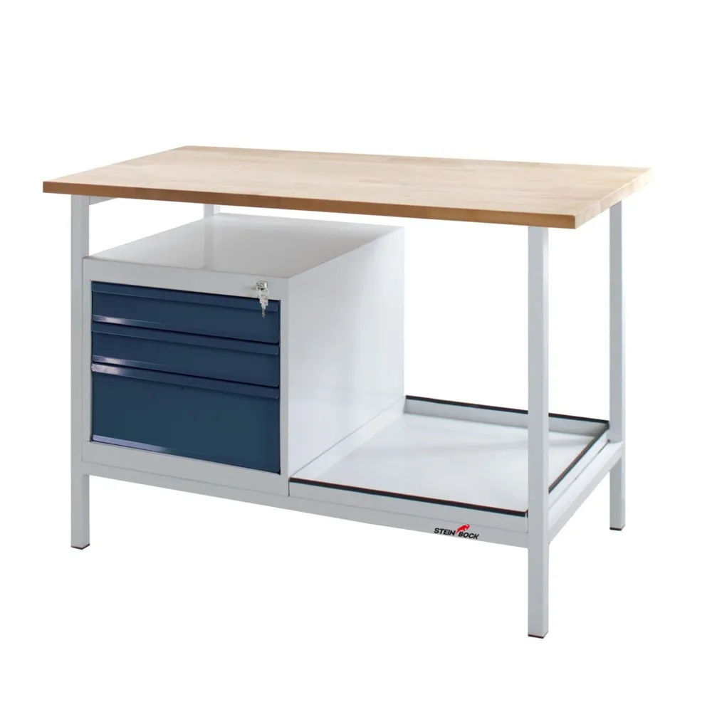 Steinbock® Werkbank Cube, 3 Schubladen, TK 300 kg, HxBxT 825 x 1.200 x 600 mm