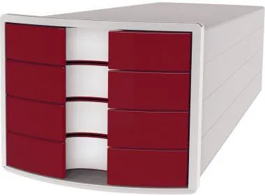 HAN Schubladenbox IMPULS 1012-17 DIN A4/C4 4Fächer geschl. l.gr/rt