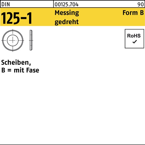 Unterlegscheibe DIN 125-1 B 1,7x 4x0,3 Messing gedreht 100 Stück