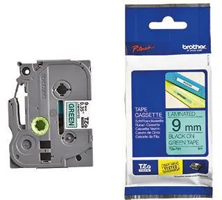 Brother Schriftbandkassette TZE721 9mmx8m laminiert sw auf gn