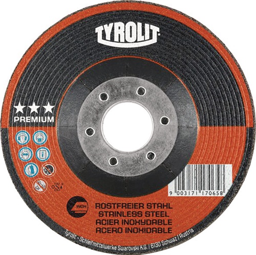 Schruppscheibe PREMIUM D125xS4mmKörnung 30 gekr.Bohr.22,23mm TYROLIT
