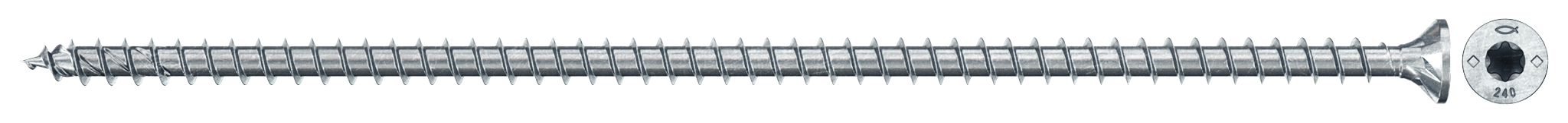 fischer Vollgewindeschraube PowerFull II CTF 8,0 x 240 BC 50 Senkkopf mit Innenstern TX Vollgewinde galvanisch verzinkt, blau passiviert