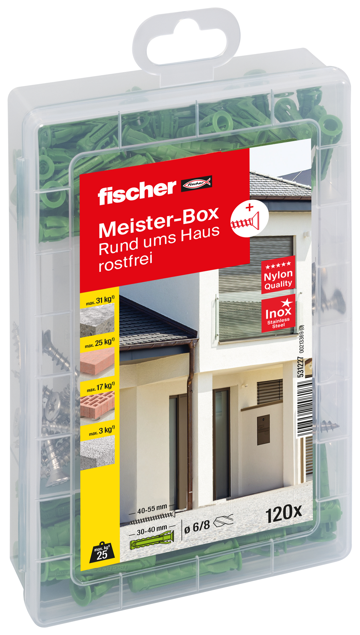 fischer Meister-Box Rund ums Haus rostfrei + Schraube (120 Teile)