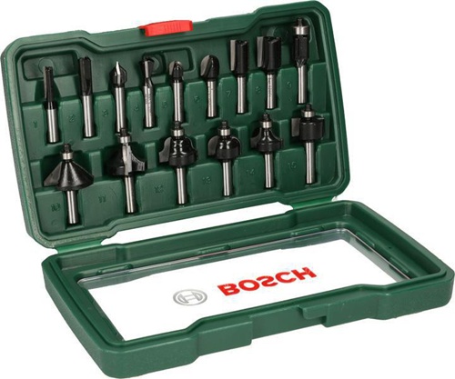 Bosch Fräser-Set HM 15tlg. Schaft-D. 8mm G.0,8kg