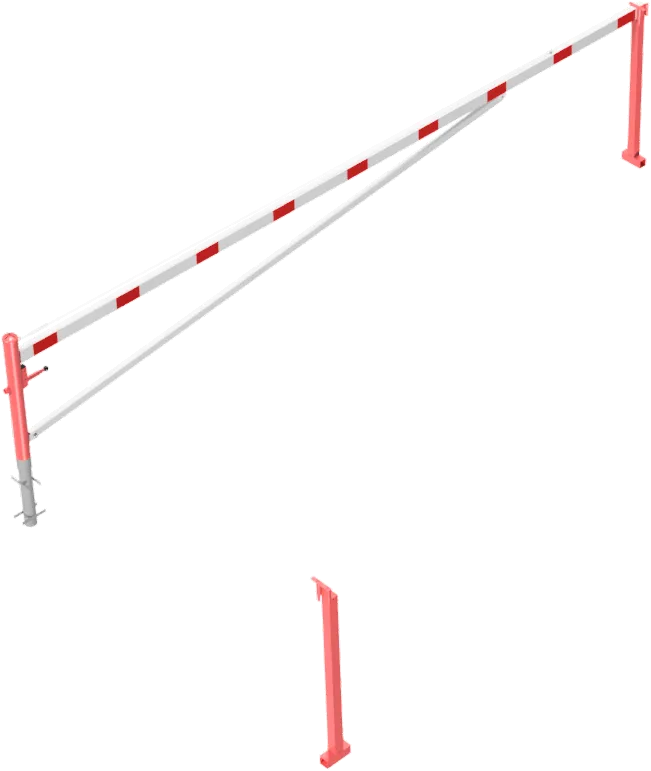 SCHAKE Drehschranke mit Auflagepfosten und Seilzugverstärkung zum Einbetonieren