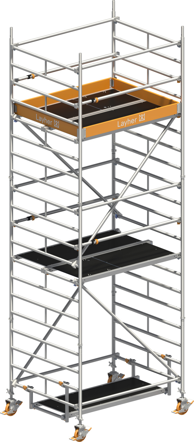 Layher Fahrgerüst Uni Kompakt P2 mit Uni Telegeländer Typ: 1415004 | SH: 4,2 m / AH: 6,20 m