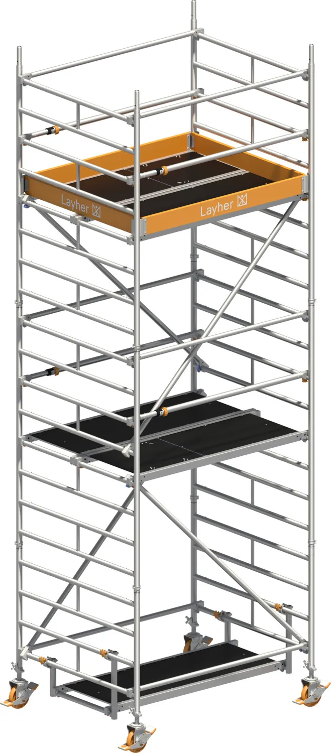 Layher Fahrgerüst Uni Kompakt P2 mit Uni Telegeländer Typ: 1415004 | SH: 4,2 m / AH: 6,20 m