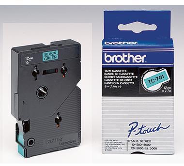 Brother Schriftbandkassette TC701 12mmx7,7m laminiert sw auf gn