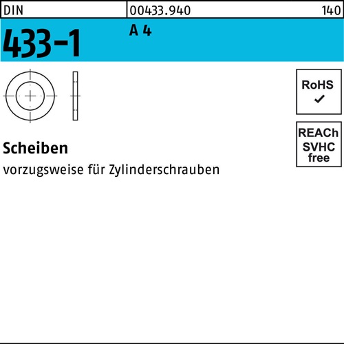 Scheibe DIN 433-1 8,4x15x1,6 A 4 100 Stück