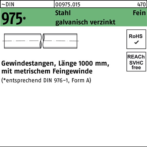 Gewindestange DIN 975 M24x 1,5x 1000mm Stahl galv.verz. 1 Stück