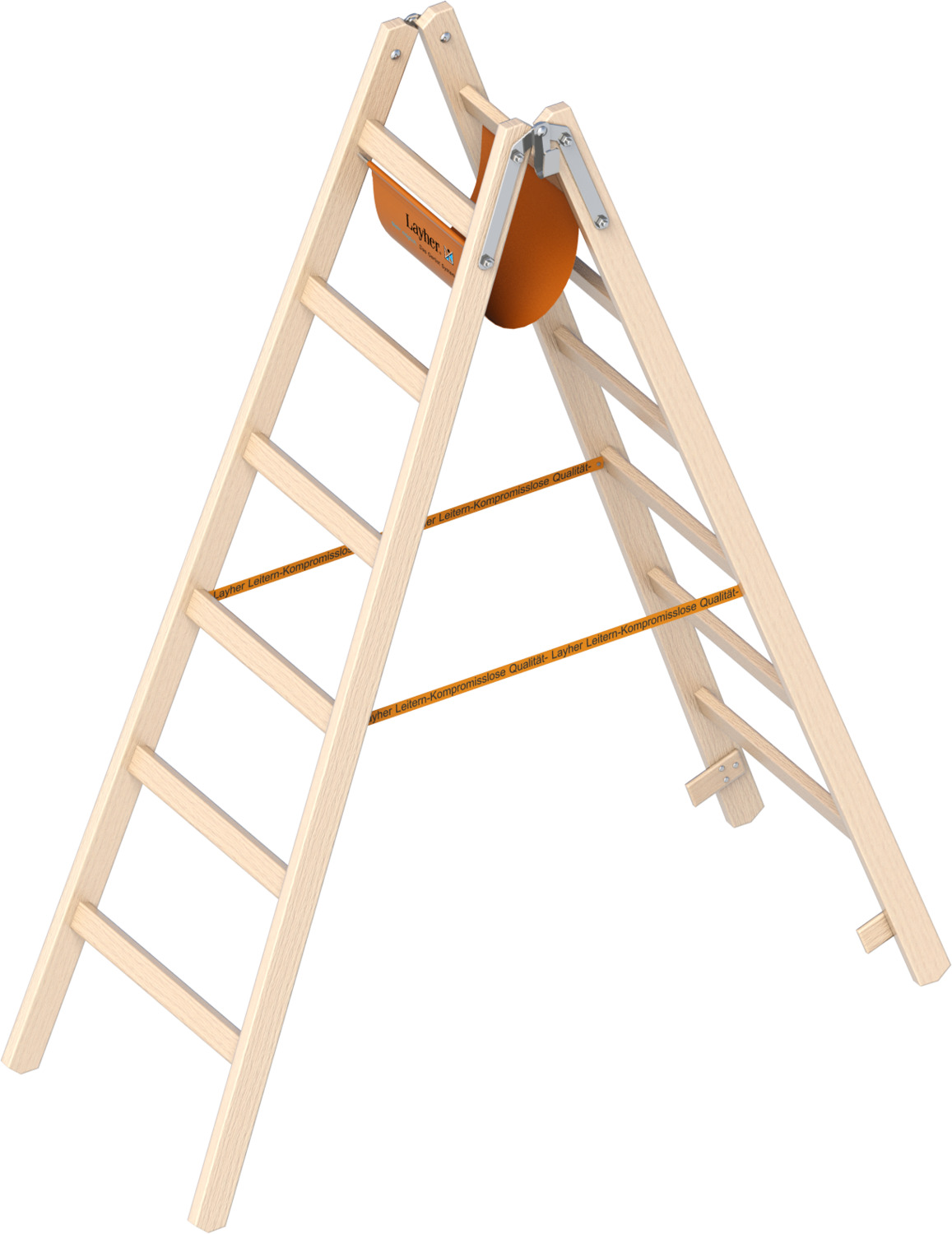 Layher Holzstehleiter 1053 nach Ö-Norm Z1501 2x6 Sprossen