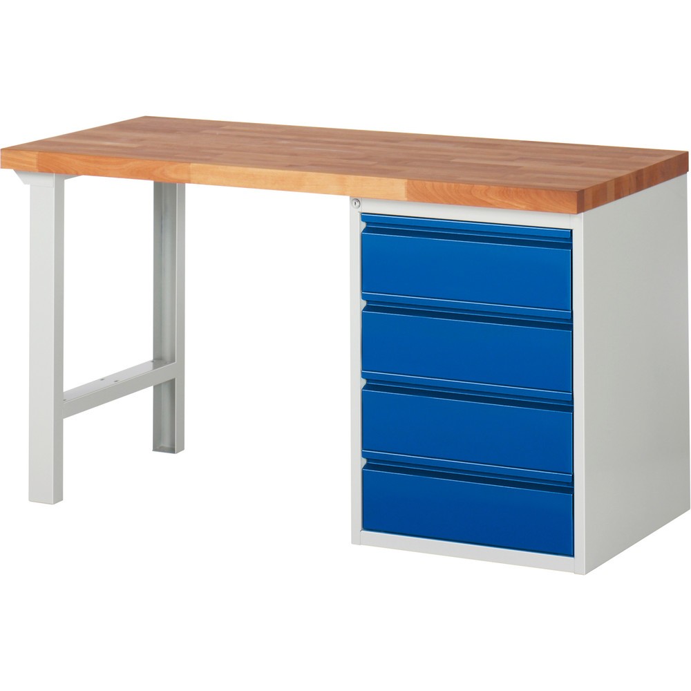 Steinbock® Werkbank, mit 4 Schubladen, HxBxT 840 x 1.500 x 700 mm, RAL 7035/5010