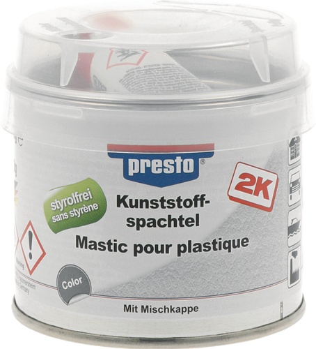 2K-Kunststoffspachtel schwarz,Härter rot 250g Dose PRESTO