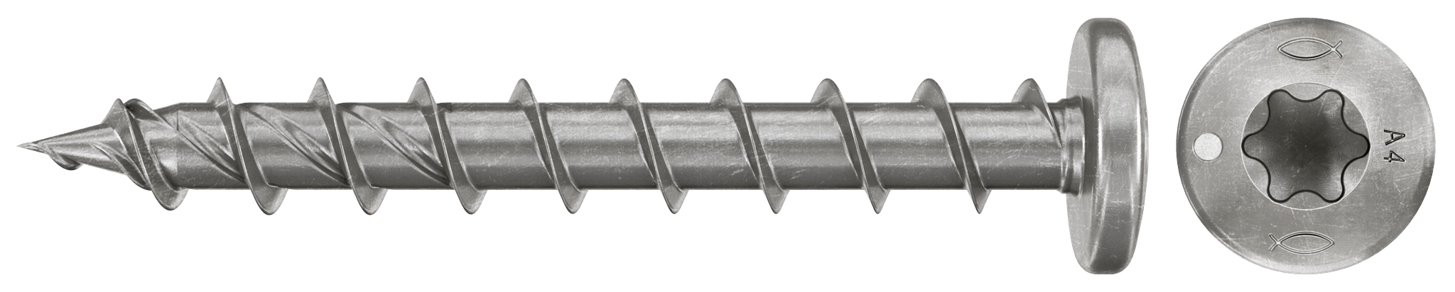 fischer Spanplattenschraube PowerFast FPF II PTF 6,0 x 60 A4 50, Panhead, Innenstern TX, Vollgewinde, Edelstahl A4