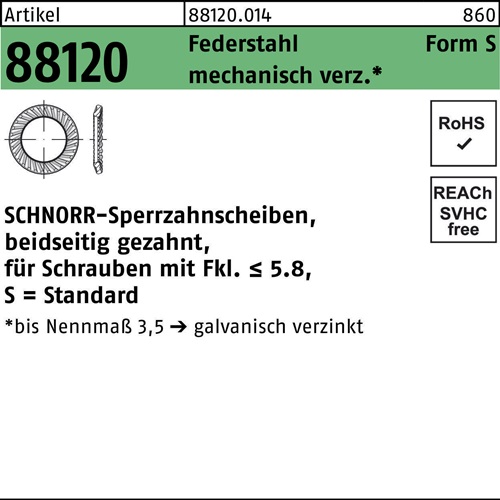 Sperrzahnscheibe R 88120 beids.gez. S22x33x1,5 Federst.mech.verz. 100St SCHNORR