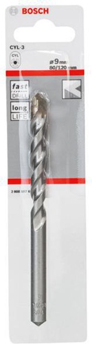 Bosch Betonbohrer Silver Percussion CYL-3 D.9mm Arbeits-L.80mm L.120mm Schaft-D.8mm