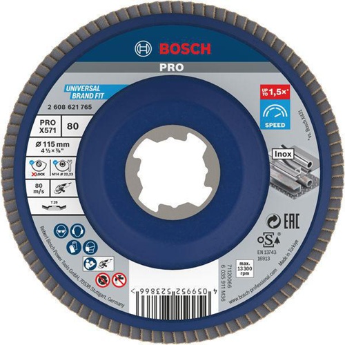 Bosch Fächerschleifscheibe PRO X571 D.115mm K80 gewinkelt X-LOCK