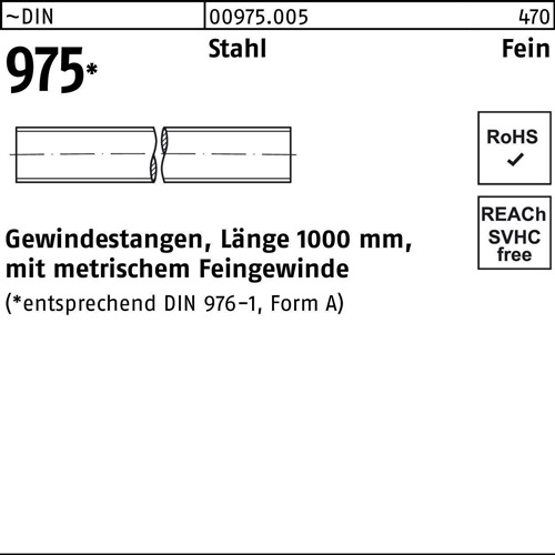 Gewindestange DIN 975 M16x 1,5x 1000mm Stahl 1 Stück