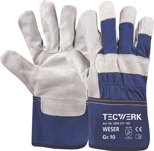 TECWERK Handschuhe Weser Gr.10 blau EN 388 PSA II 