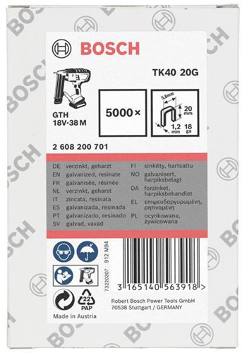 Bosch Klammer TK40 20G BxL 5,8x20mm Dicke 1,2mm geharzt verzinkt 