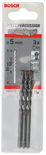 Bosch Betonbohrer Silver Percussion CYL-3 D.5mm L.85mm Schaft-D.4,5mm 3St.