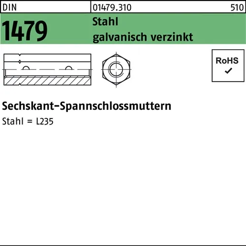 Sechskantspannschlossmutter DIN 1479 ÜZ M20 Stahl galv.verz. 1 Stück