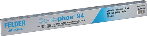 Kupferhartlot Cu-Rophos® 94 CP 203 D2xL500mm blk 1kg FELDER