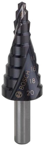 Bosch Stufenbohrer Stufen-D.4-20mm Schaft-D.6mm L.50mm HSS AlTiN-besch. 9 Stufen