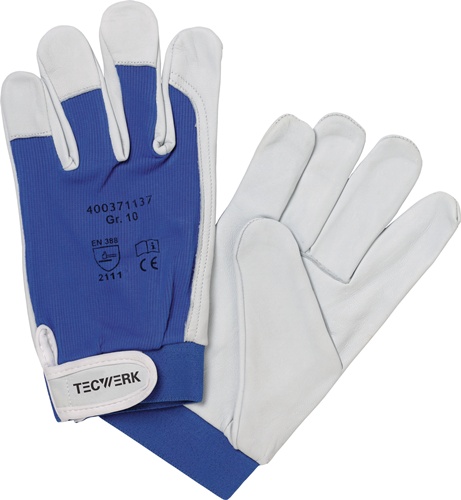 TECWERK Handschuhe Donau Gr.8 natur/blau EN 388 PSA II 