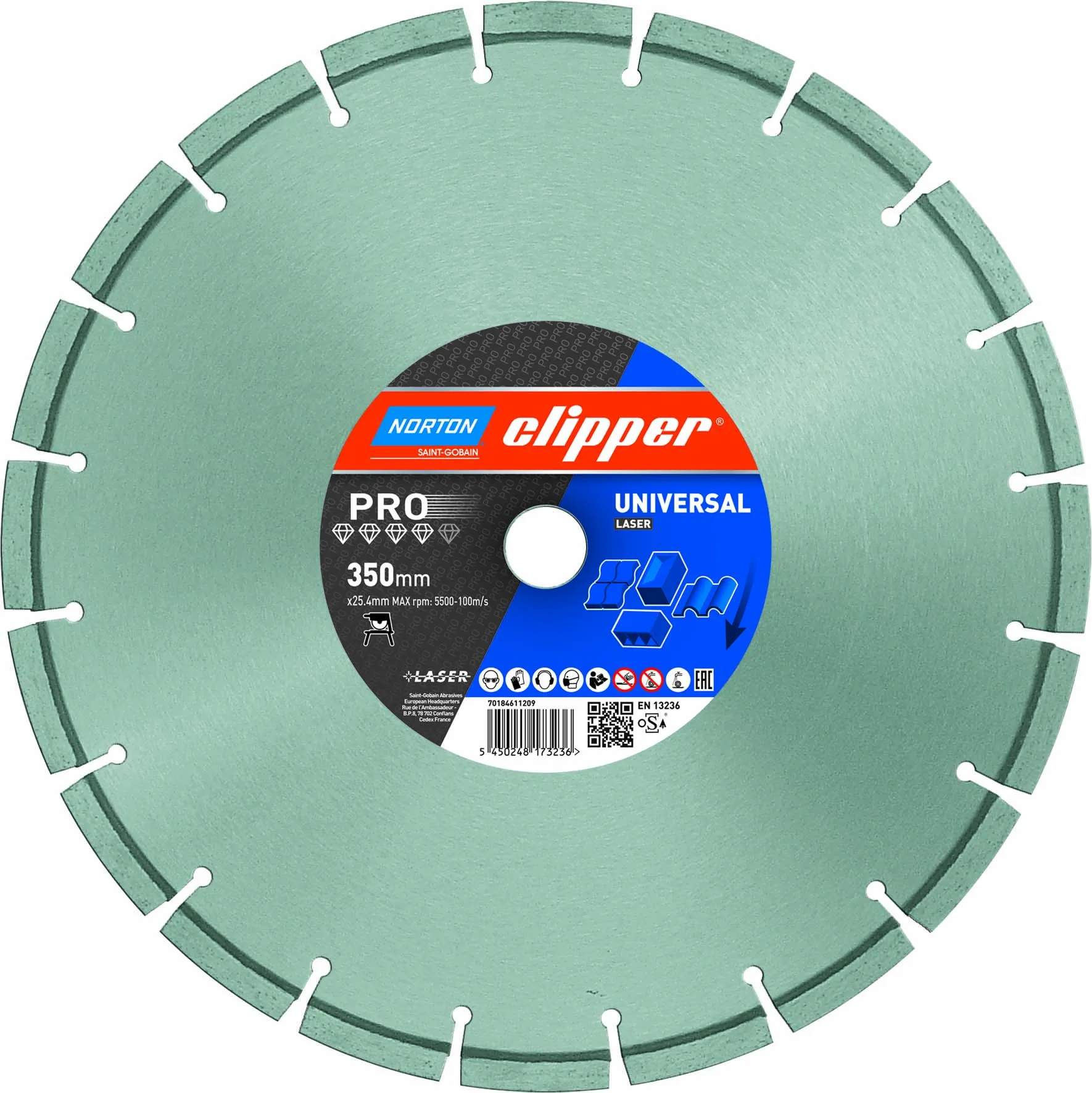 Norton Clipper Diamanttrennscheibe Pro Universal Laser - 350  x  25,4 mm