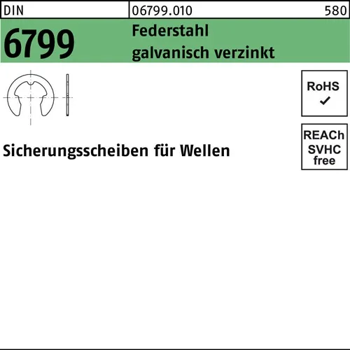 Sicherungsscheibe DIN 6799 f.Wellen 4 Federstahl galv.verz. 500 Stück