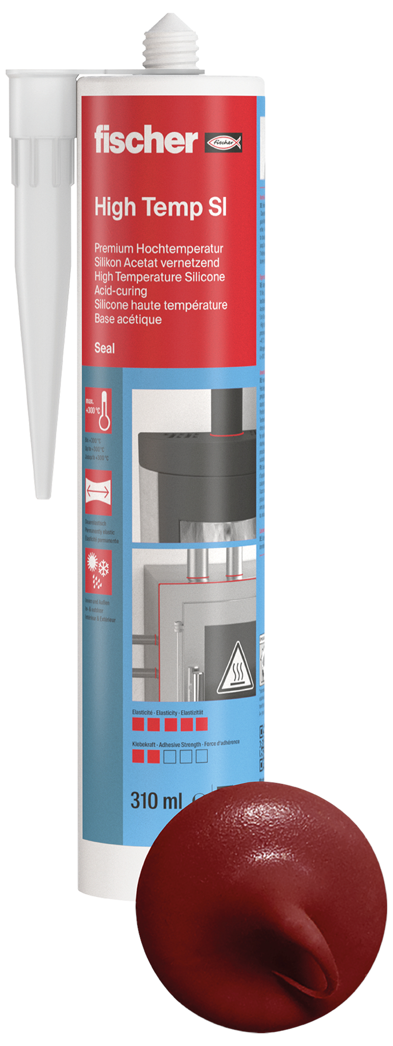 fischer Hochtemperatur Silikon High Temp SI rot 310 ml