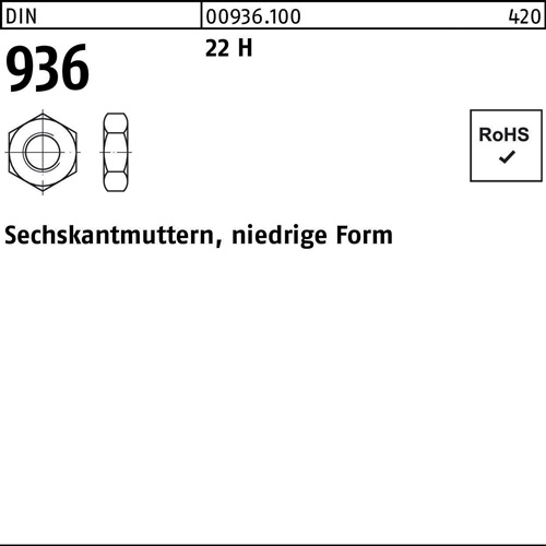 Sechskantmutter DIN 936 M24 22 H 50 Stück
