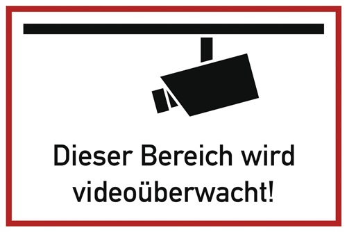 Hinweiszeichen Videoüberwacht L300xB200 mm weiß schwarz