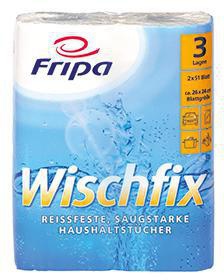 Fripa Küchenrolle Wischfix 3012011 3-lagig weiß 2 St./Pack.