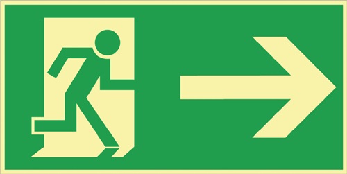 Rettungszeichen BGV A8 L297xB148 mm Rettungsweg rechts